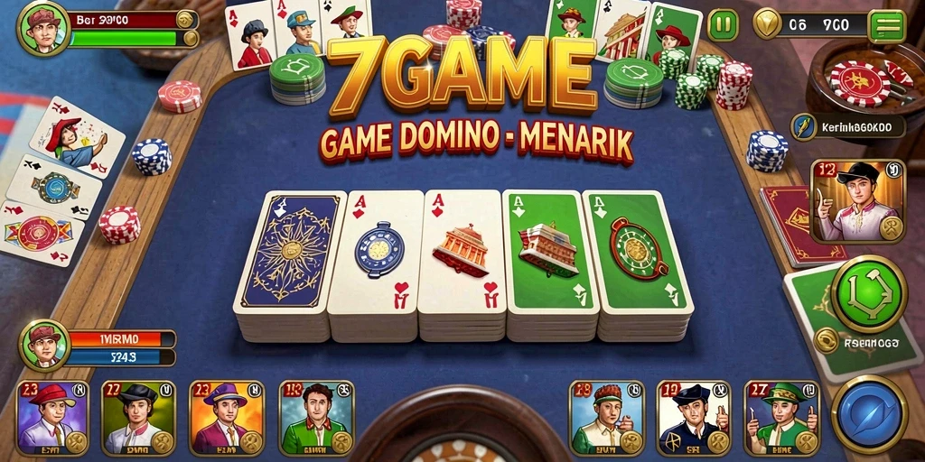 Tampilan gameplay seru dalam 7GAME, penuh aksi Domino.