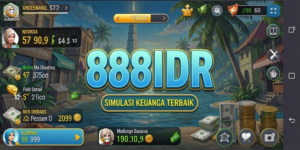 Tampilan gameplay 888IDR dengan simulasi keuangan yang realistis.