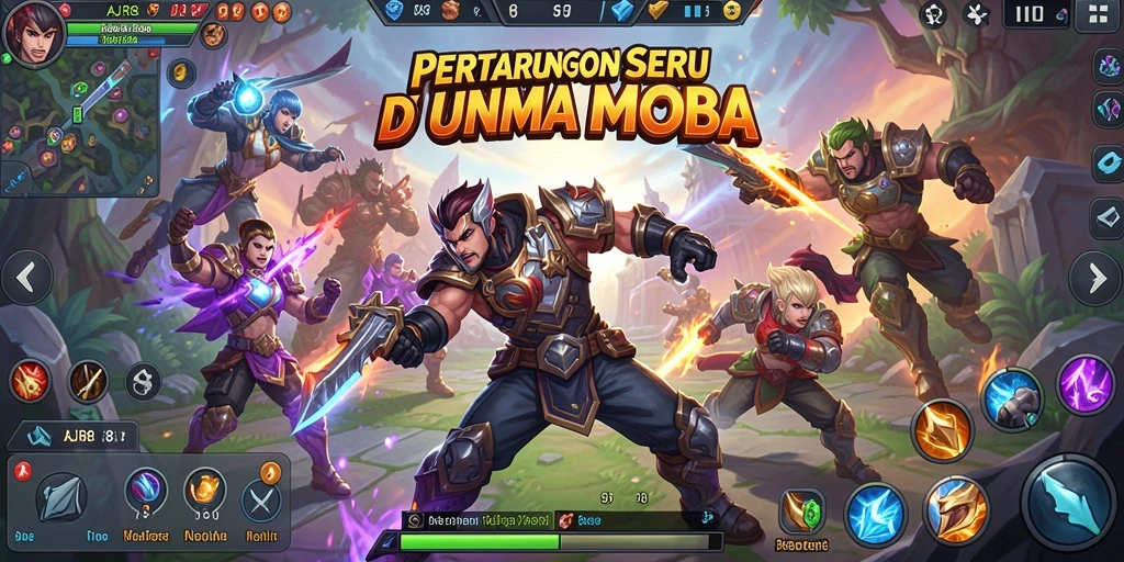 Tangkapan layar gameplay seru AJR88 di arena MOBA.