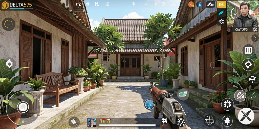 Tampilan menarik gameplay DELTA575 dengan berbagai aktivitas kehidupan.