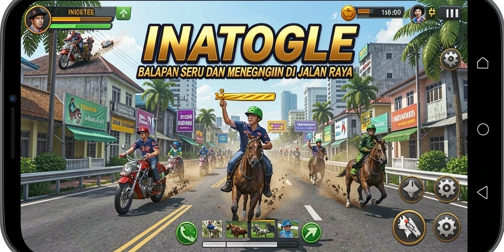 Tampilan gameplay INATOGEL yang memukau saat balapan di trek kota.