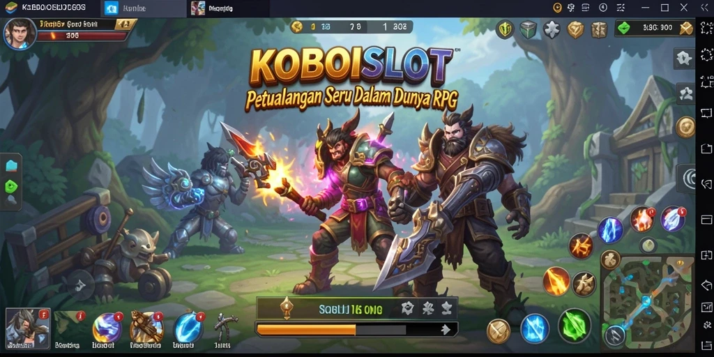 Tangkapan layar gameplay seru dari KOBOISLOT yang menunjukkan aksi RPG.