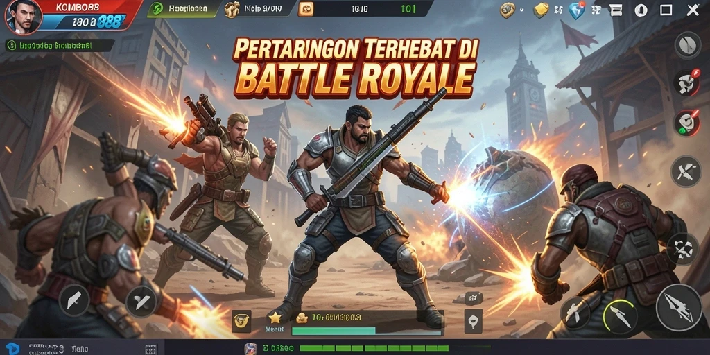 Tampilan gameplay KOMBO88 yang seru dalam pertarungan Battle Royale.