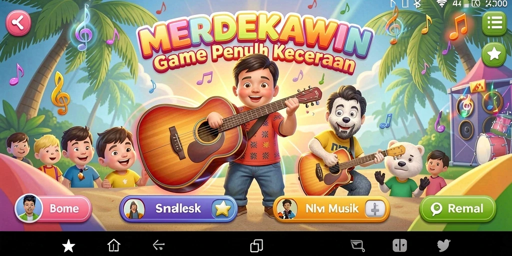 Tangkapan layar gameplay <strong>MERDEKAWIN</strong> menunjukkan serunya bermain musik.