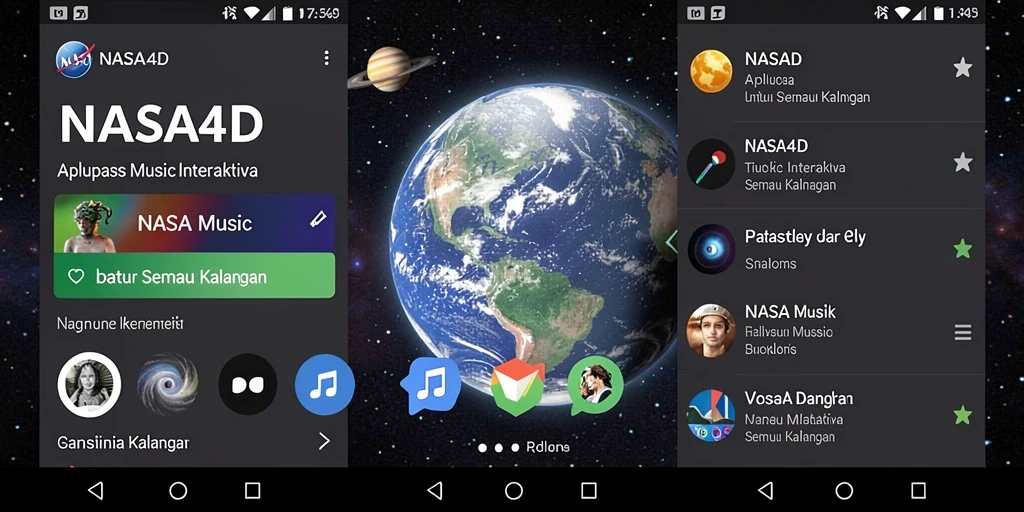 Screenshot utama NASA4D menampilkan gameplay musik yang interaktif dan menarik.