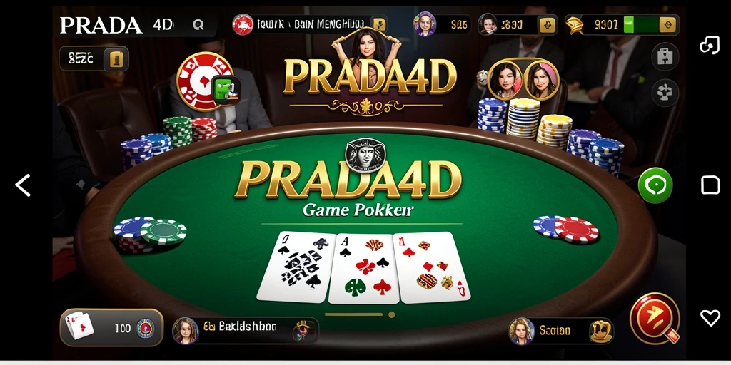 Screenshot dari gameplay Poker di aplikasi PRADA4D.