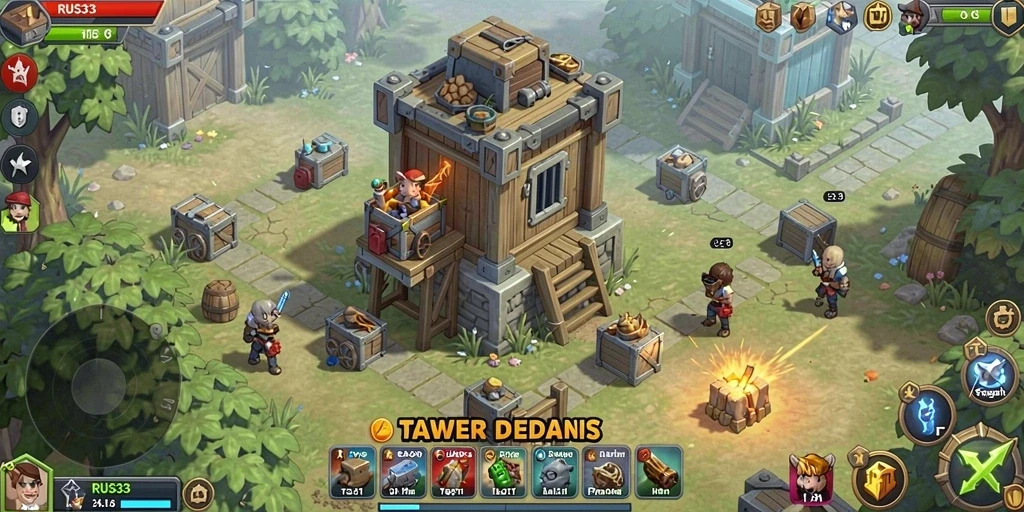 Tampilan gameplay RUSA33 yang mendebarkan dalam Tower Defense.