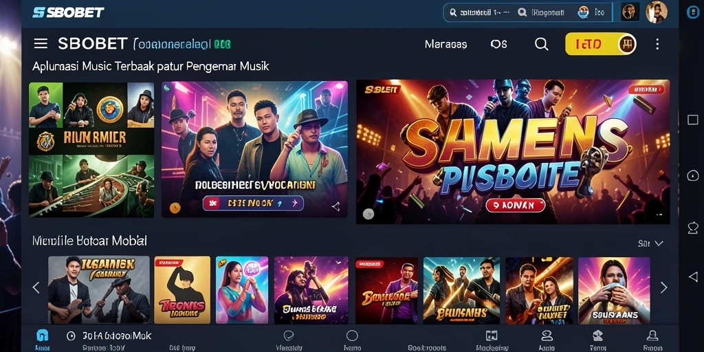 Screenshot SBOBET menampilkan pengguna menikmati musik dengan antarmuka yang menarik.