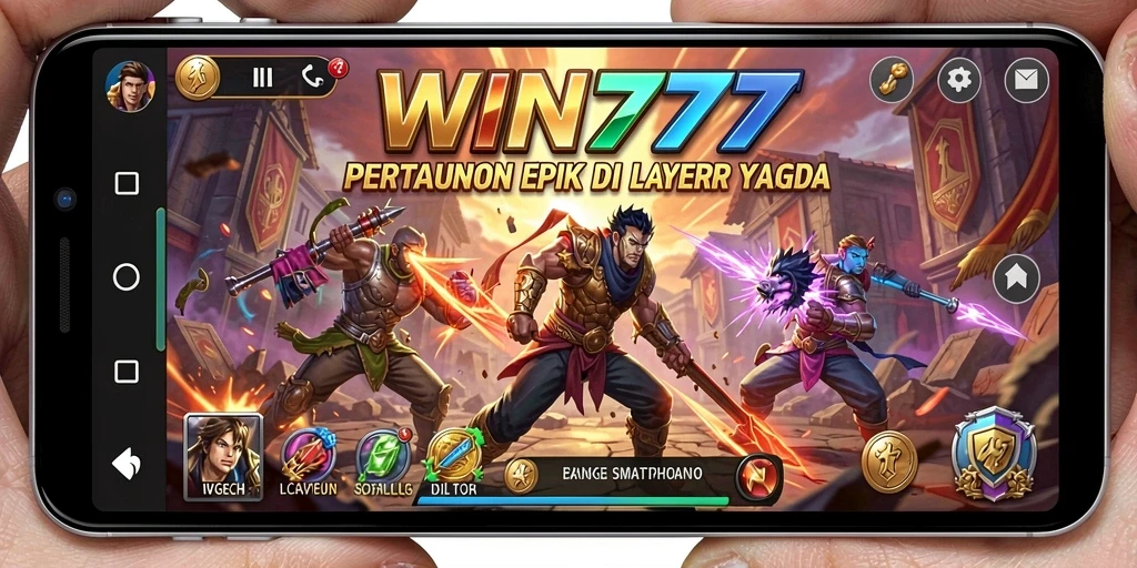 Screenshot dari WIN777 menampilkan pertarungan seru dengan karakter unik dan latar yang menarik.