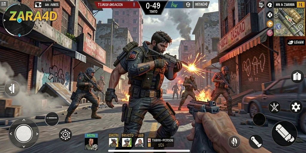 Tampilan gameplay ZARA4D menampilkan aksi mendebarkan di medan perang.
